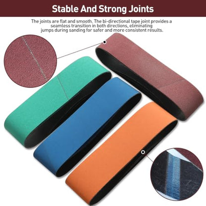 4" x 36" Sanding Belts for Belt Sander, Assorted Grits 12 Pcs (3 Each of 80 120 150 240), Aluminum Oxide Sanding Belts for Woodworking Metal Polishing Knife Sharpening - size: 4" x 36"
