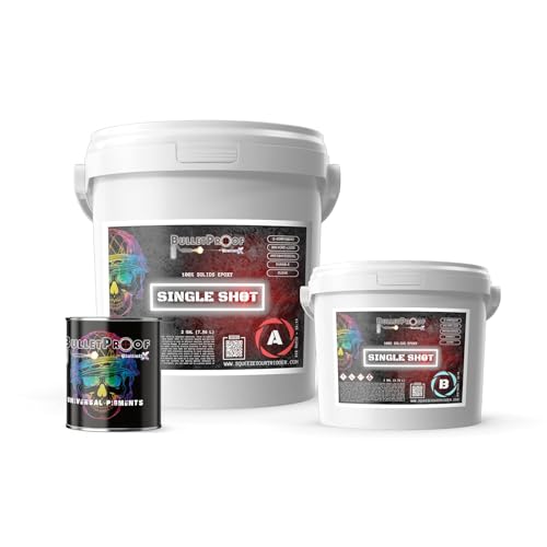 Bulletproof Resins: Single Shot |100% Solids Epoxy Resin Kit (3 Gallons) Solvent-Less, Two Component Gloss Coat Finish- Low VOC! Industrial Use, Garages, Floors & More! (Black) - color: BLACK - 3 GAL