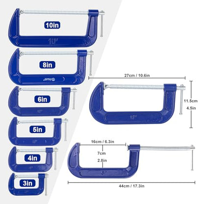 3 Pack 6 Inch Blue C-Clamp, Heavy Duty C Clamps - size: 3 Pack 6 Inch
