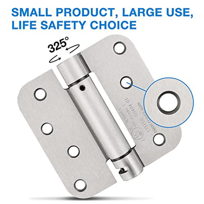 KIW Automatic Self-Closing Brushed Nickel Door Hinges Satin 4" 5/8" 2 Pack - color: Satin Nickel, size: 2 Pack