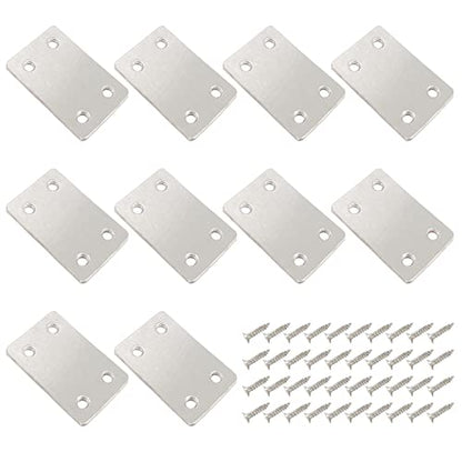 Metal Flat Straight Mending Plates, 2.4x1.5 Inch, 10Pcs