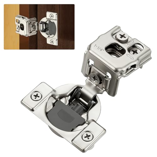 Satin Nickel Cabinet Hinges 1-1/2 Inch Overlay 10 Pack(5 Pairs) - size: 1-1/4 inch Overlay