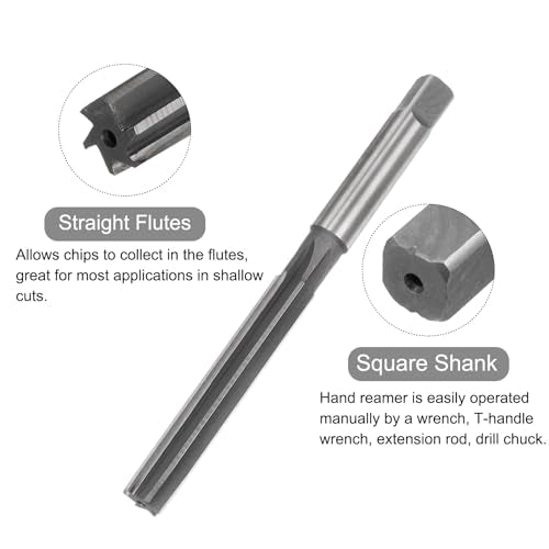 uxcell Hand Reamers, 13mm H8 Metric Reamer Drill Bit for Metal Wood Hole Reaming, Straight Flute High Speed Steel (HSS) Tool - size: 13mm