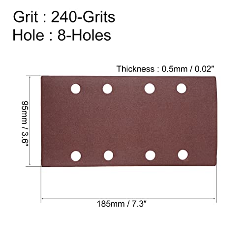 uxcell 240 Grit 1/3 Sanding Sheet Sander Sandpaper Hook and Loop Pads 8 Hole 10pcs - size: 240 Grit