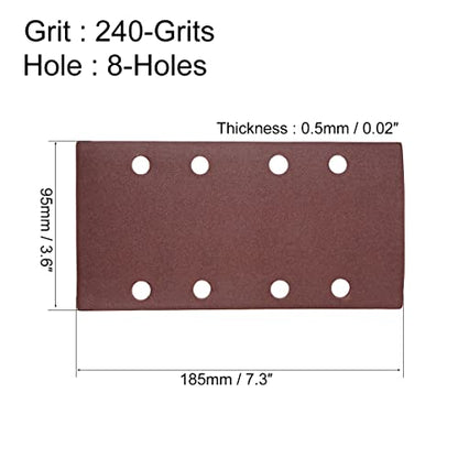 uxcell 240 Grit 1/3 Sanding Sheet Sander Sandpaper Hook and Loop Pads 8 Hole 10pcs - size: 240 Grit