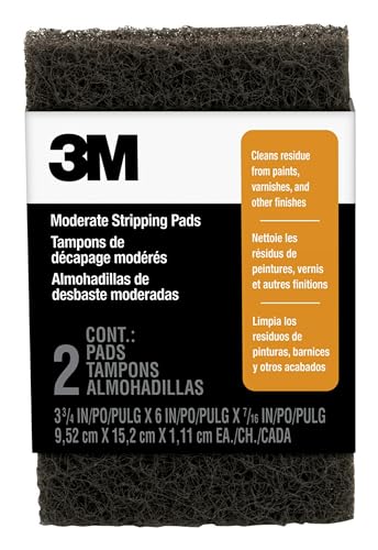 3M Heavy Duty Stripping Pads, 2 Count, 3-3/4 in x 6 in, Removes Paint, Varnish, Wallpaper Paste & Other Finishes Without Scratching Or Gouging The Surface (10112NA) - size: 3.75-in x 6-in. x 0.44-in, style: Stripping Pad
