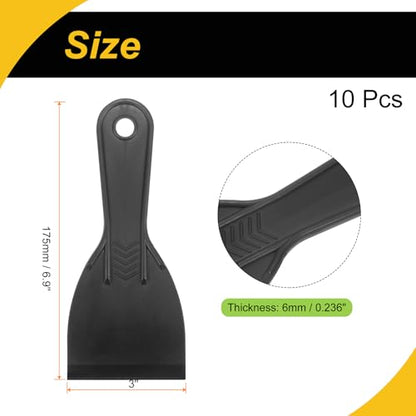 10pcs Putty Scraper 3" Width 6mm Thin Flexible Putty Knife Black