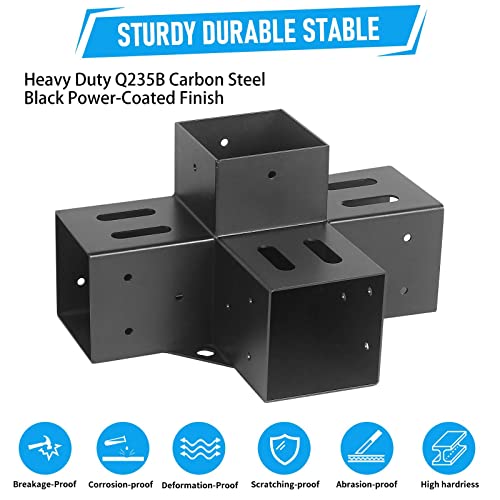 4"x4" Pergola Bracket Kit 2pcs,4-Way 90°Right Angle Corner Brackets - size: 2PC 4-Way Pergola Brackets