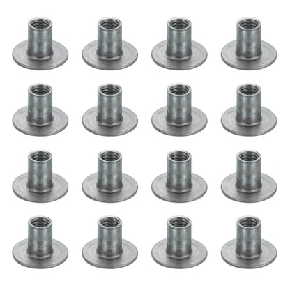 MECCANIXITY 16Pcs M8x17.5x15mm Brad Hole Tee Nut Carbon Steel T-Nut Round Base Plate Nut Furniture Hardware Flange Female Thread Insert Nuts for Wood Furniture - size: M8x17.5x15mm