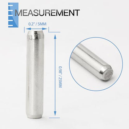 24Pcs Metal Dowel Pins, 5 x 25 mm Shelf Support Pegs, Fasten Elements Polished Nickel Metal Pegs for Bookshelf Shelves Cabinet Closet