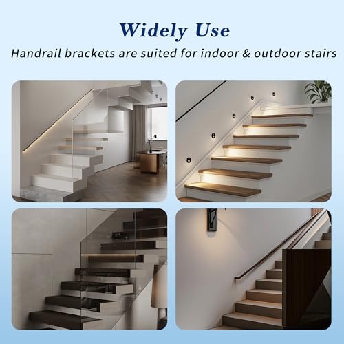 YANYUCB 3''Handrail Brackets,304 Stainless Steel Matte Black Handrail Stair Brackets,Heavy Duty Support Hardware for Stairways,Home or Office Staircase Hand Rail Bracket with Screws(3 Pack) - style: Matte Black