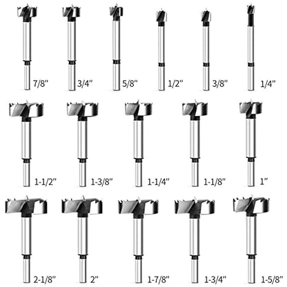 BAIDETS Forstner Bit Set 16Pcs - Forstner Bit Wood Drilling, Forstner Drill Bit with Center Positioning - size: 16 PCS