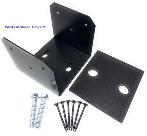 J.H. Yoder Timbers 8x8 Post Base Kit - Powder-Coated Heavy Duty Aluminum Post Anchors - Adjustable 7.25" - 8.25" Brackets - Hidden Concrete Anchors - Includes All Hardware - 2 Pack - Made in the USA - size: 8" x 8"