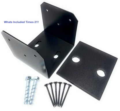 J.H. Yoder Timbers 8x8 Post Base Kit - Powder-Coated Heavy Duty Aluminum Post Anchors - Adjustable 7.25" - 8.25" Brackets - Hidden Concrete Anchors - Includes All Hardware - 2 Pack - Made in the USA - size: 8" x 8"