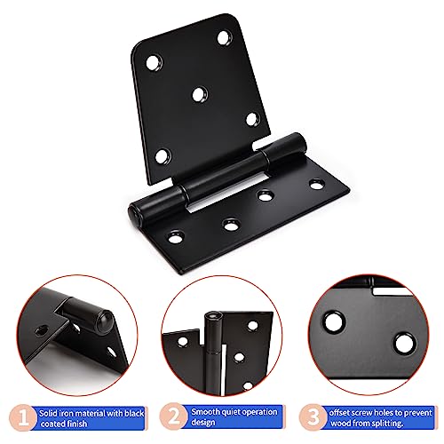 Sange Sopffy Heavy Duty Barn Door Hinges Black Iron hinge3.5 Inch for Wood Shed, Outdoor Barn, Deck, Wood Door, and Fences (Screws Included) (6)