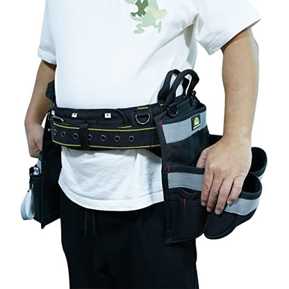 MELOTOUGH Padded Tool Belt for Men with handle strap, Heavy-Duty Work Belt with D ring, Adjustable Waist 36"-47" for Electrician (Tool Belt Suspenders Not Included)