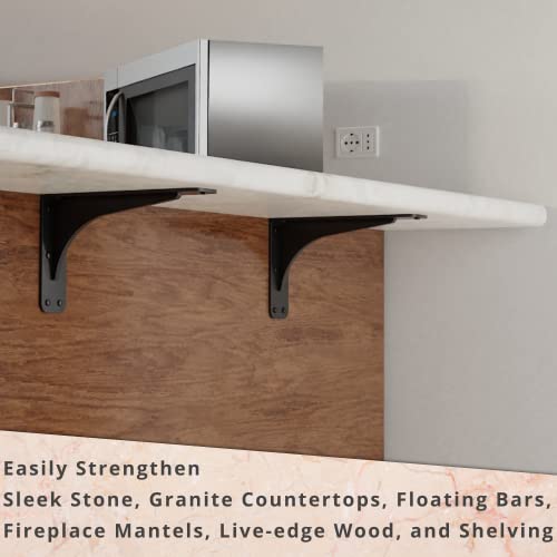 Starby Gladiator Series Solid Heavy Duty Welded 500 Lb Low Profile Granite Countertop Support Shelf Brackets Floating Shelf Discrete Slim 500 LB Capacity (2 Pack) (7" x 11" x 2.5") - size: 7" x 11" x 2.5"