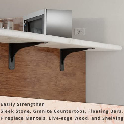Starby Gladiator Series Solid Heavy Duty Welded 500 Lb Low Profile Granite Countertop Support Shelf Brackets Floating Shelf Discrete Slim 500 LB Capacity (2 Pack) (7" x 11" x 2.5") - size: 7" x 11" x 2.5"