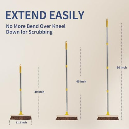 NICOFPHY Heavy Duty Floor Scrub Brush with Long Handle for Outdoor Cleaning