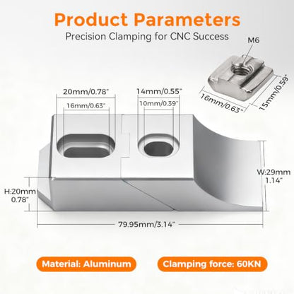 CNC Clamps Low Profile, Low Profile CNC Toe Clamps, Aluminum Side Clamp