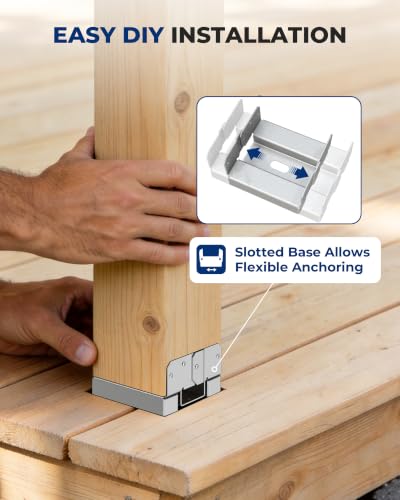 Actual 6x6 Post Base Deck Brackets for Porch, Pergola, Fence 4PCS