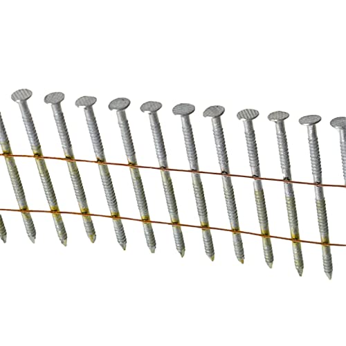 15-Degree Collated Wire Coil Siding Nails 1-1/4Inch x 0.092Inch 3600 Count Full Round-Head, Ring Shank, Hot-Dipped Galvanized for Rough Nailing of Lathing and Sheathing Materials - size: 1-1/4Inch