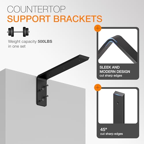 BATODA 14” Countertop Support Steel Brackets (2 PCS), Heavy Duty L Bracket - size: 14 Inch