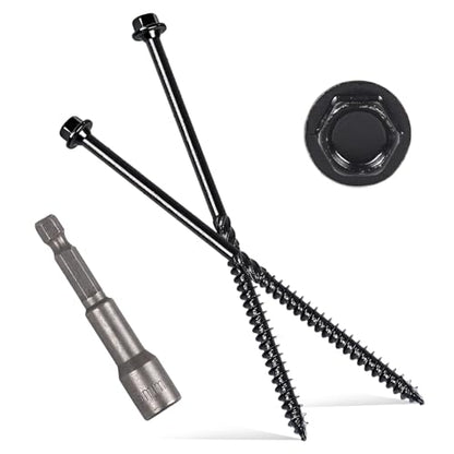 #14 x 6 Wood Structural Screws Rust Resistant Hex Head Timber Screws-55Pack - size: 14*6