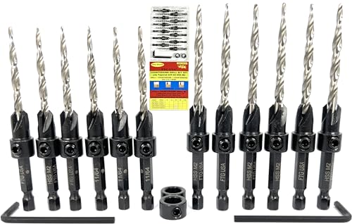 FTG USA 6 Pc #8 (11/64") 6 Pc #10 (3/16") Tapered Countersink Drill Bit Set - size: #8#10, style: Same Sort 6 Pc