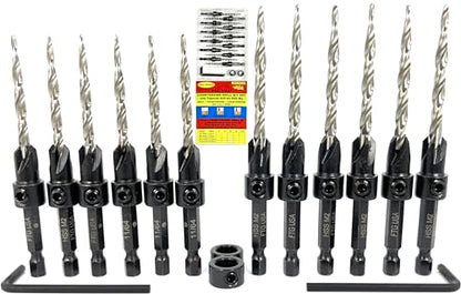 FTG USA 6 Pc #8 (11/64") 6 Pc #10 (3/16") Tapered Countersink Drill Bit Set - size: #8#10, style: Same Sort 6 Pc