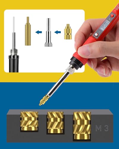 152 Pcs Threaded Inserts for Plastic, 3 Sizes of M3 Heat Set Inserts with Soldering Tip & Adapter, Brass Heat Inserts, Metric Knurled Nut Inserts Kit for 3D Printing Components