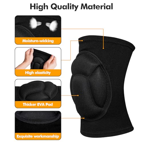 Protective Knee Pads, Thick Sponge Anti-slip,Women's/Men's Knee Pads for Volleyball, Rock Climbing, Cycling, Dancing, Gardening, Gardening, Flooring, House Cleaning, Construction Work with Thick EVA Foam Liner Black L - size: Large