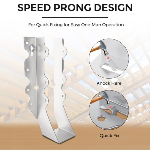 25 Pcs 2x8 Joist Hangers,18 Gauge Metal Face Mount Joist Hanger, Lu28 Joist Hangers Galvanized, Hurricane Ties for Rafter, Rafter Brackets 2x8 for Deck,Floor,Roof Overhang and Ceiling Joist - size: 25 Pcs 2x8 Joist Hanger, style: Silver