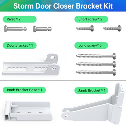 Yuleimy Reinforced Storm Door Closer Bracket Replacement Kit, White - size: White