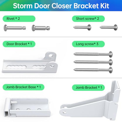Yuleimy Reinforced Storm Door Closer Bracket Replacement Kit, White - size: White