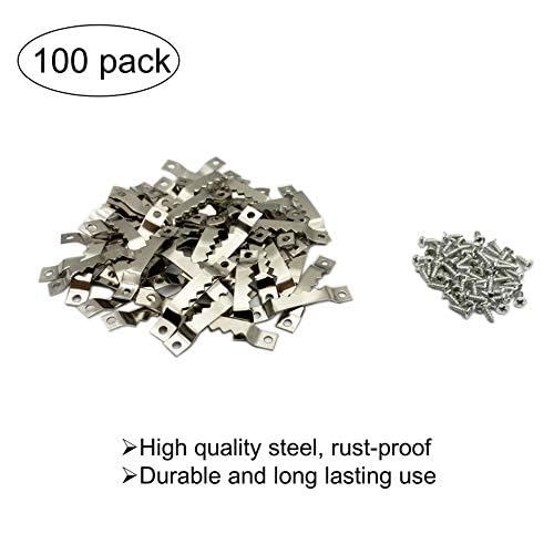 100 Pack Small Steel Sawtooth Picture Hangers with Screws (Silver) - color: Small Silver - 100 Pack