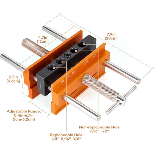 Self Centering Dowel Jig Kit Max 6.8'' Elongated Jaws & Extra-Wide Clamp