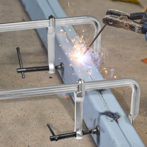 SHALL 12 In Heavy-duty Bar Clamps, 4-Pack Drop Forged Steel Welding F Clamps, All-Steel Thick Rail Wood Clamps with 1200Lbs Load Limit for Woodworking, Welding, Metal Working | 4-3/4" Throat