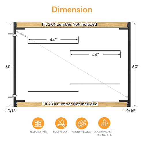 DIYHD Adjustable Full Frame Anti-Sag Gate Kit, Fits 60"-96" W, 5FT-6FT H - color: 1 pack, size: 60"~96" Wide, 5'~6' High