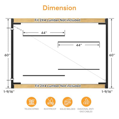 DIYHD Adjustable Full Frame Anti-Sag Gate Kit, Fits 60"-96" W, 5FT-6FT H - color: 1 pack, size: 60"~96" Wide, 5'~6' High