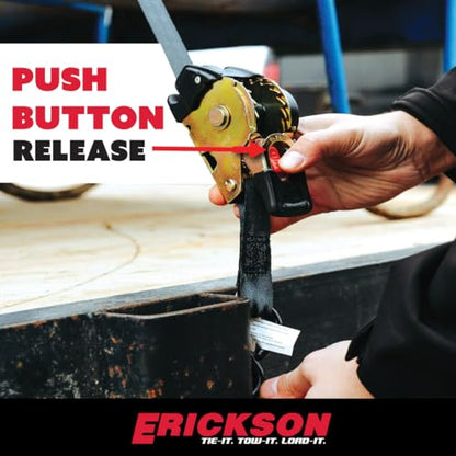 Erickson Pro Series Ratcheting Tie-Down Strap - Black, 1 in x 6 ft, 2 Pack - color: Black, size: 1in x 6ft