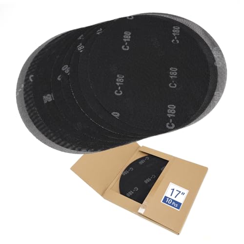HUAALIUCHE 17" Sanding Screen Discs - Mesh Floor Sanding Screen - Black Silicon Carbide - for Wood Floors (10 Pack, 180 Grit) - size: 17 inch, style: #180-10 Pack