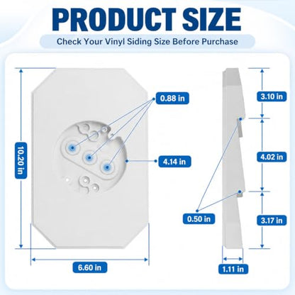Podoy Vinyl Siding Mounting Block with Built-in Electrical Box (White) - size: 1, style: White