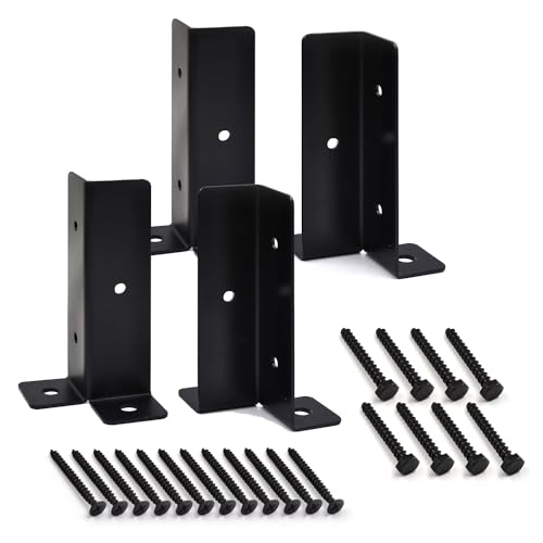 4 Pcs Deck Post Base Bracket,1.5x1.5, 2x2, 2x4, 4x4 Adjustable Base Bracket - color: (4 PACK)