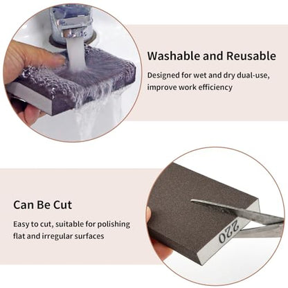 8 Pack Sanding Sponge Block, Wet Dry Sandpaper Sand Paper for Drywall Wood - size: 220 Grit