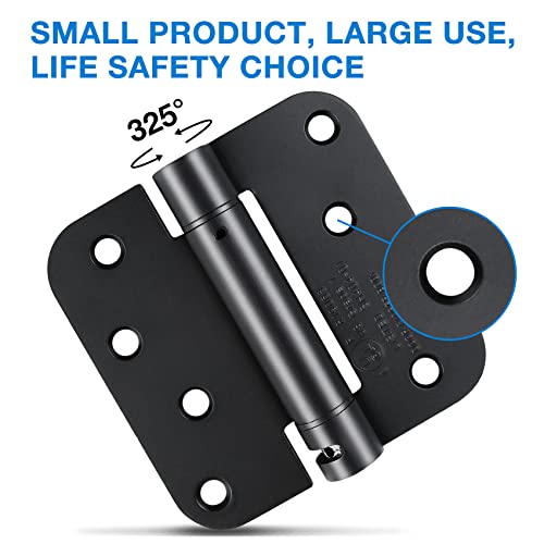 KIW Automatic Self-Closing Matte Black Door Hinges Satin 4" 5/8" 4 Pack - color: Matte Black, size: 4 Pack