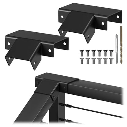 CKE Flat Handrail Accessories, 2 Pack Aluminum Deck to Stair Handrail Connector, 90 Degree Horizontal to Stair Transition Sleeve, Black Cable Railing Post Handrail Connector for Flat Top Rail HF08 - size: 90 Degree Horizontal to Stair Transition Sleeve