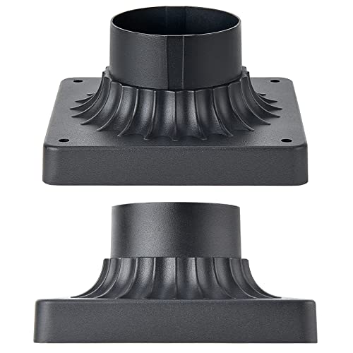 Pier Mount Base 2 Pack, Outdoor Post Light Adapter Matte Black - color: Matte Black-2PK