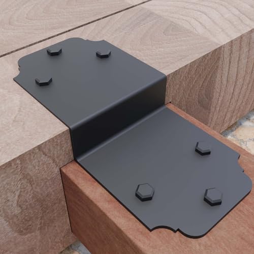 2packs Heavy Duty Pergola Brackets Black Z Bracket ,6" Steel Angle Joist Tie, Post to Beam Connectors Repair Hardware for Wood DIY Projects Deck Framing Construction Fence Repair - size: 2packs-Z Bracket