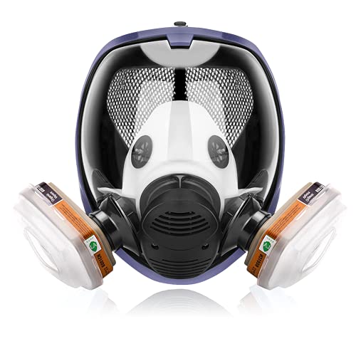17in 1 Reusable Full Face Respirator Widely Used in Paint Sprayer, Chemical,Woodworking,Dust Protector